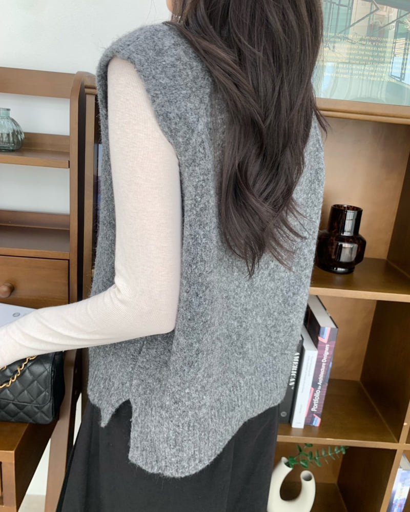 Allu - Korean Women Fashion - #womensfashion - Turtleneck Knit Vest - 4