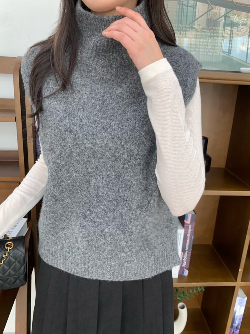 Allu - Korean Women Fashion - #momslook - Turtleneck Knit Vest - 6