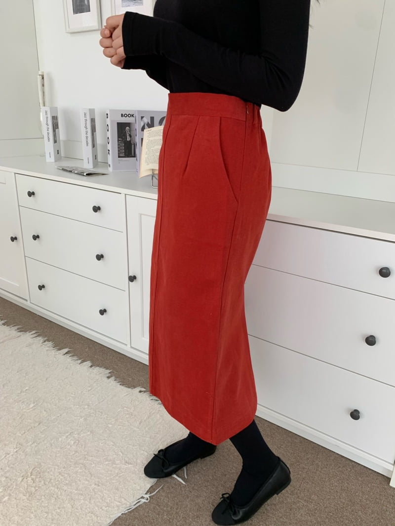 Allu - Korean Women Fashion - #momslook - Peach Back Slit Skirt