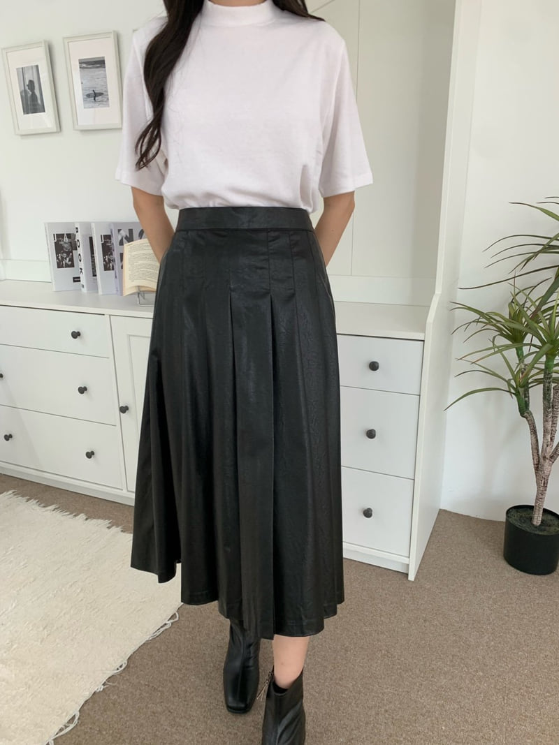 Allu - Korean Women Fashion - #momslook - Leather Pleats Skirt - 6