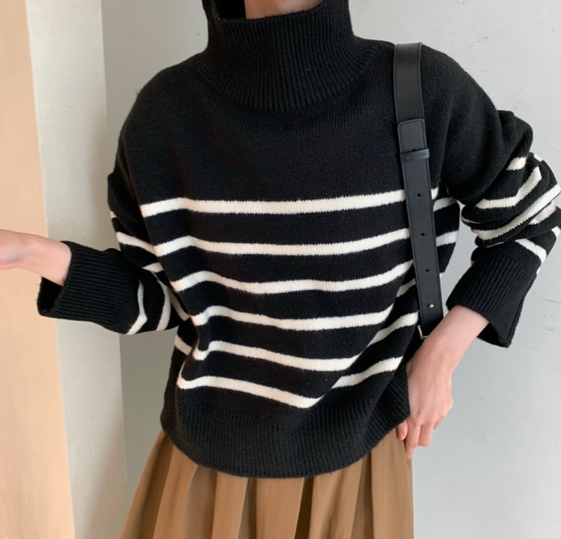 Allu - Korean Women Fashion - #momslook - Stripe Knit Pullover