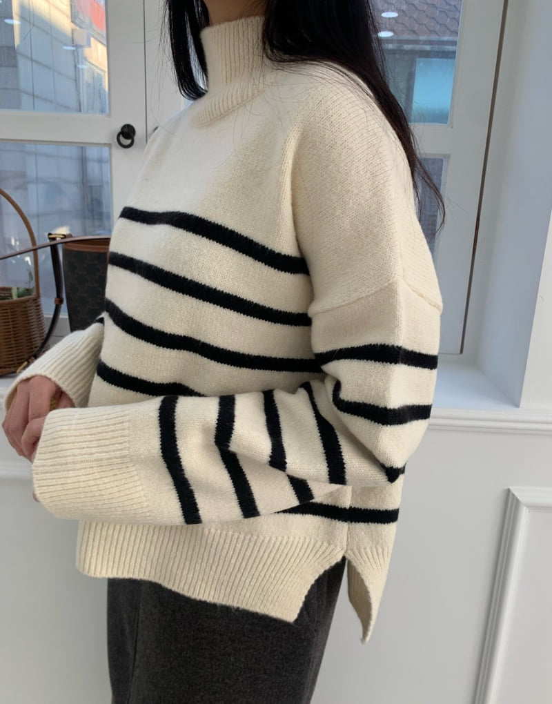 Allu - Korean Women Fashion - #momslook - Stripe Knit Pullover - 5