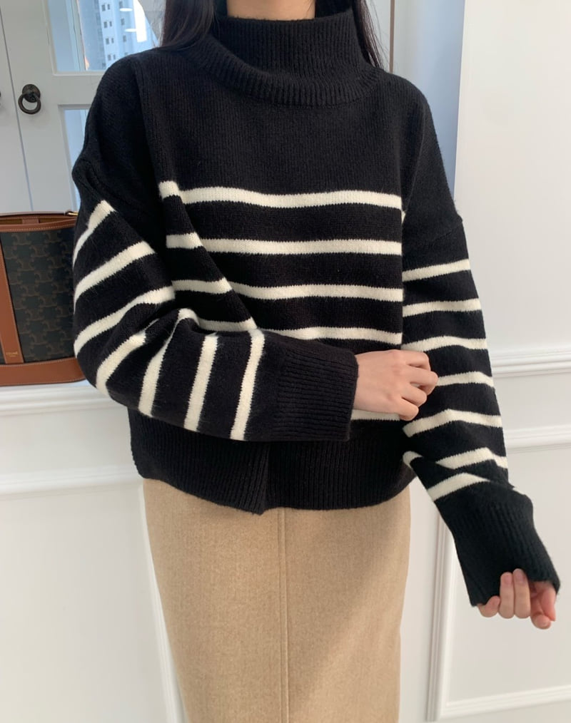 Allu - Korean Women Fashion - #momslook - Stripe Knit Pullover - 6