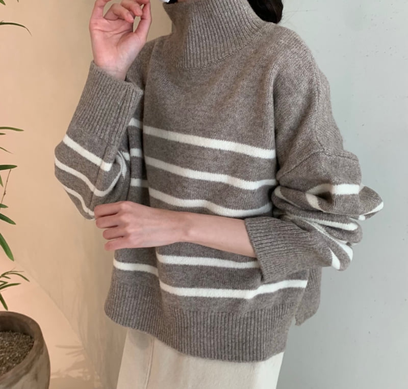 Allu - Korean Women Fashion - #pursuepretty - Stripe Knit Pullover - 11