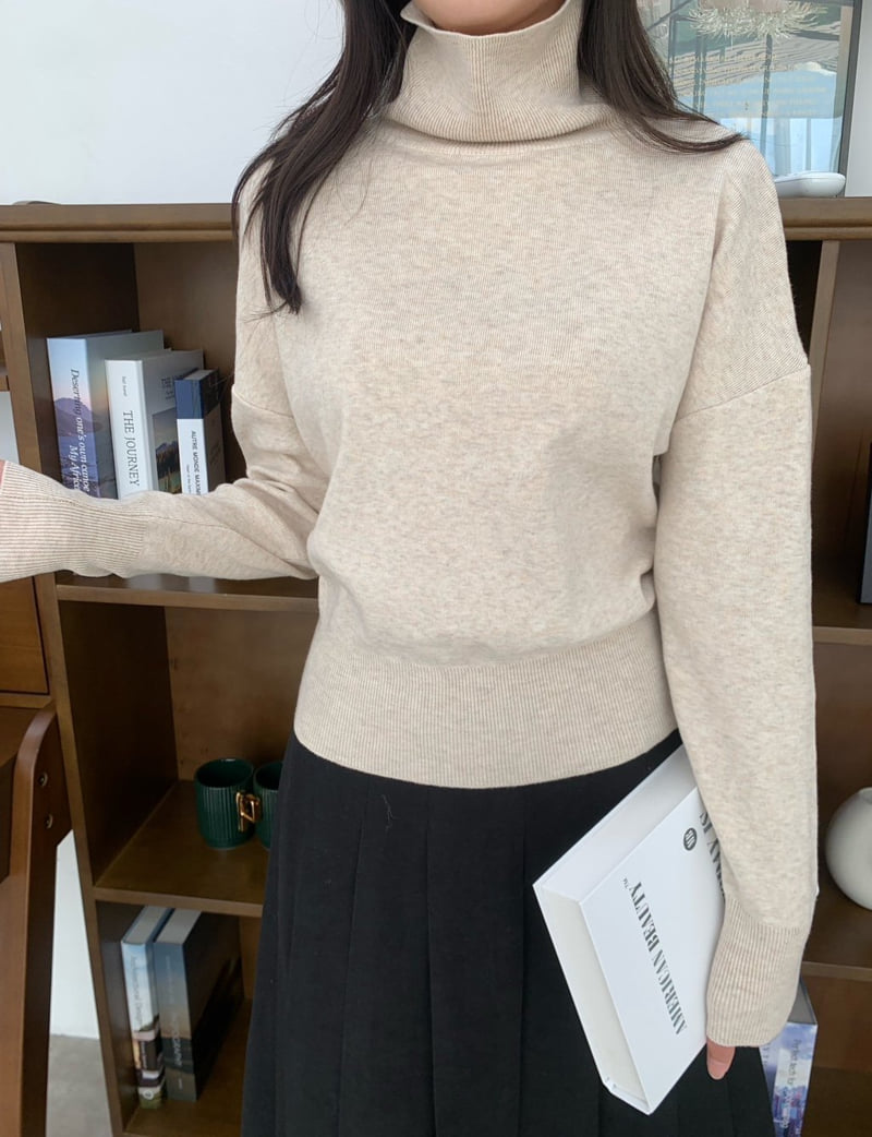 Allu - Korean Women Fashion - #womensfashion - Slit Turtleneck Knit Sweater