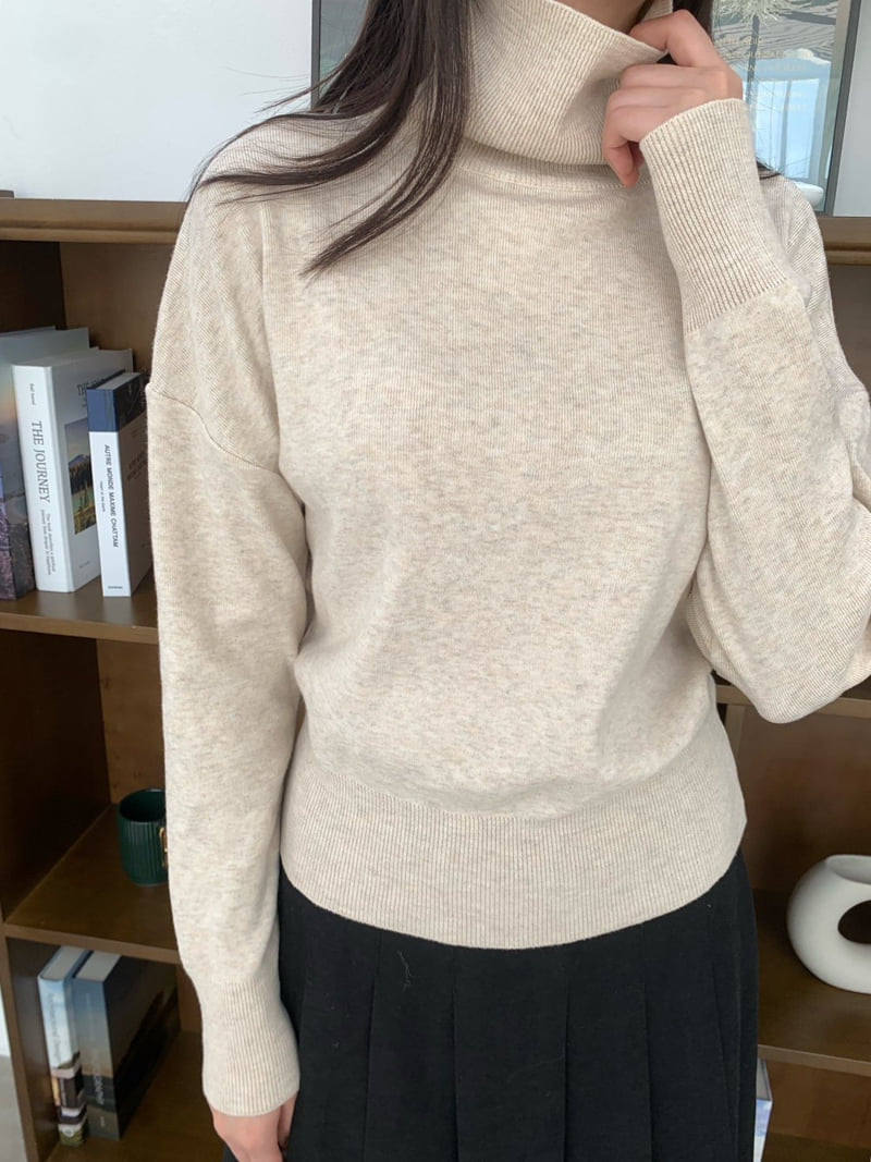 Allu - Korean Women Fashion - #womensfashion - Slit Turtleneck Knit Sweater - 5