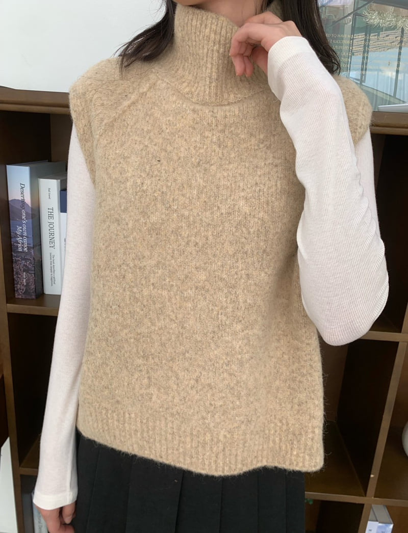 Allu - Korean Women Fashion - #womensfashion - Turtleneck Knit Vest - 9