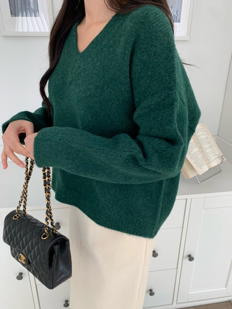 Allu - Korean Women Fashion - #momslook - V Neck Knit Sweater - 4