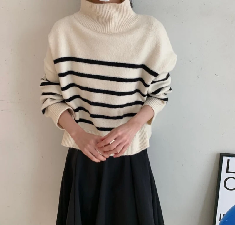 Allu - Korean Women Fashion - #womensfashion - Stripe Knit Pullover - 2