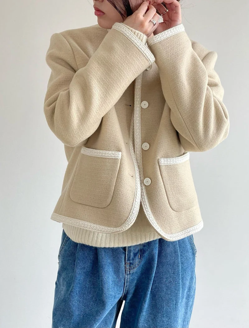 Amygrace - Korean Women Fashion - #womensfashion - House Wool Round Jacket - 5