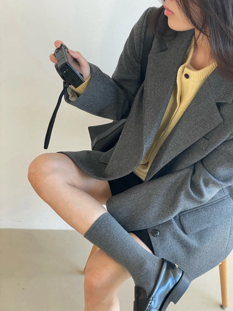 Amygrace - Korean Women Fashion - #momslook - Doscan Wool Jacket - 4