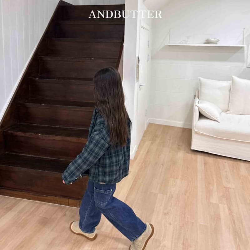 Andbutter - Korean Children Fashion - #Kfashion4kids - Rivet Brushed Denim Pants - 8