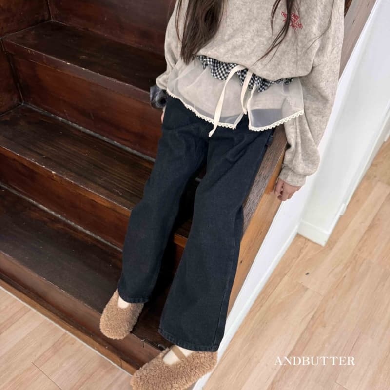 Andbutter - Korean Children Fashion - #childofig - Carpender Fluff Denim Pants - 8