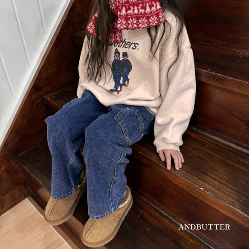 Andbutter - Korean Children Fashion - #kidsshorts - Rivet Brushed Denim Pants - 5