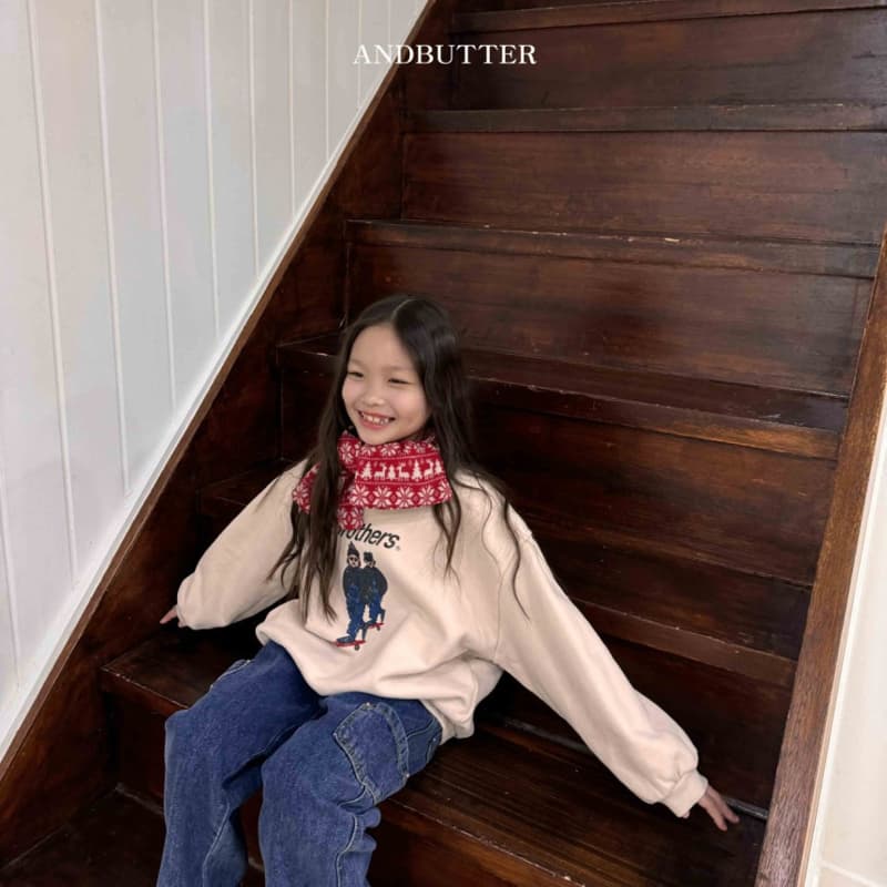 Andbutter - Korean Children Fashion - #kidzfashiontrend - Rivet Brushed Denim Pants - 7