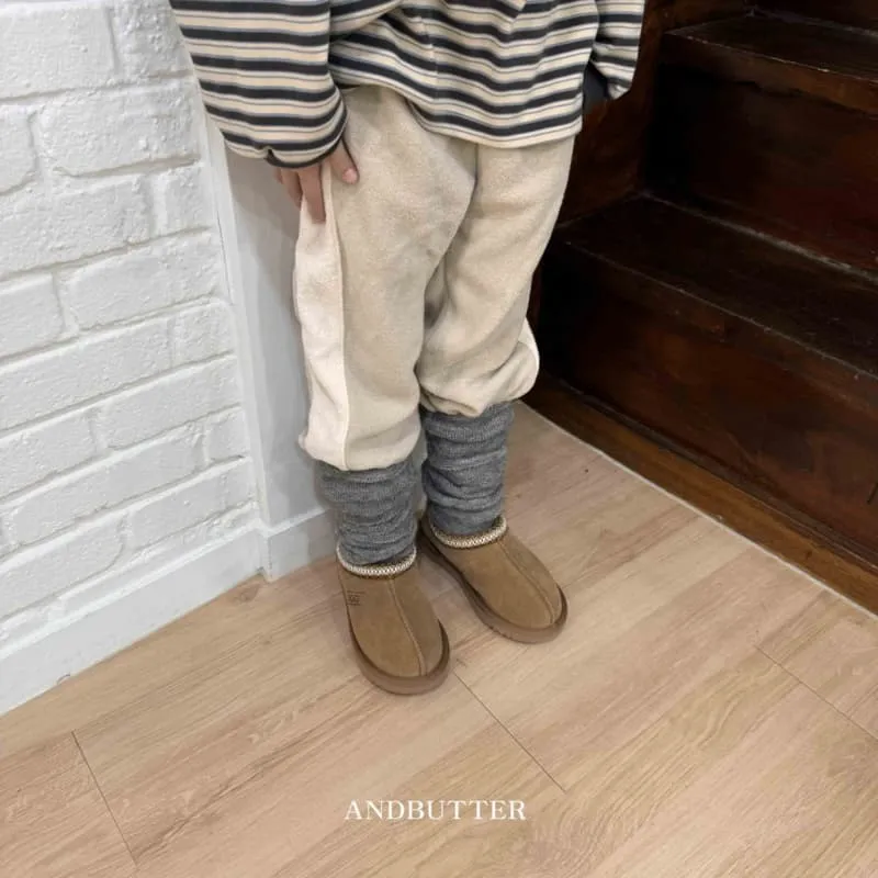 Andbutter - Korean Children Fashion - #magicofchildhood - Line Fleece Jogger Pants - 9