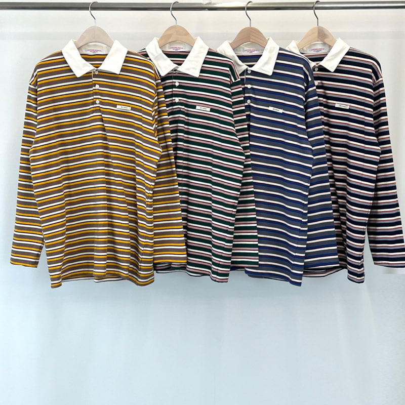 Another Avenue - Korean Women Fashion - #momslook - Honey Stripe Collar Tee