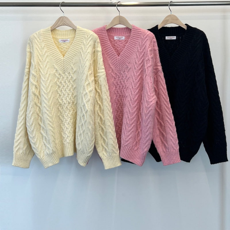 Another Avenue - Korean Women Fashion - #pursuepretty - Wool Twist V Neck Knit Sweater - 11