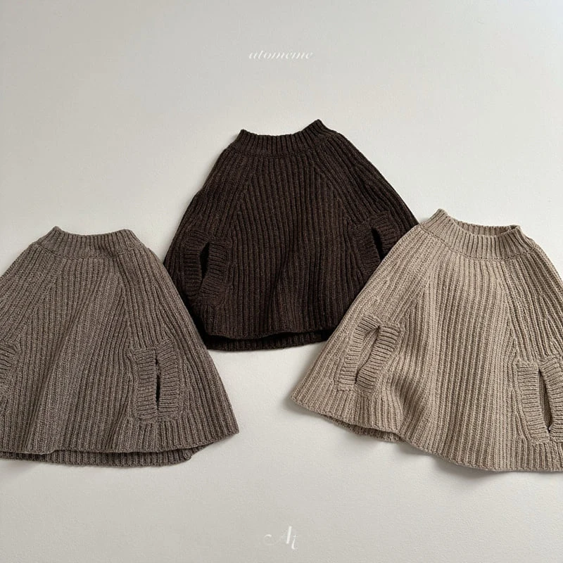 Atomeme - Korean Baby Fashion - #babylifestyle - Olive Knit Poncho