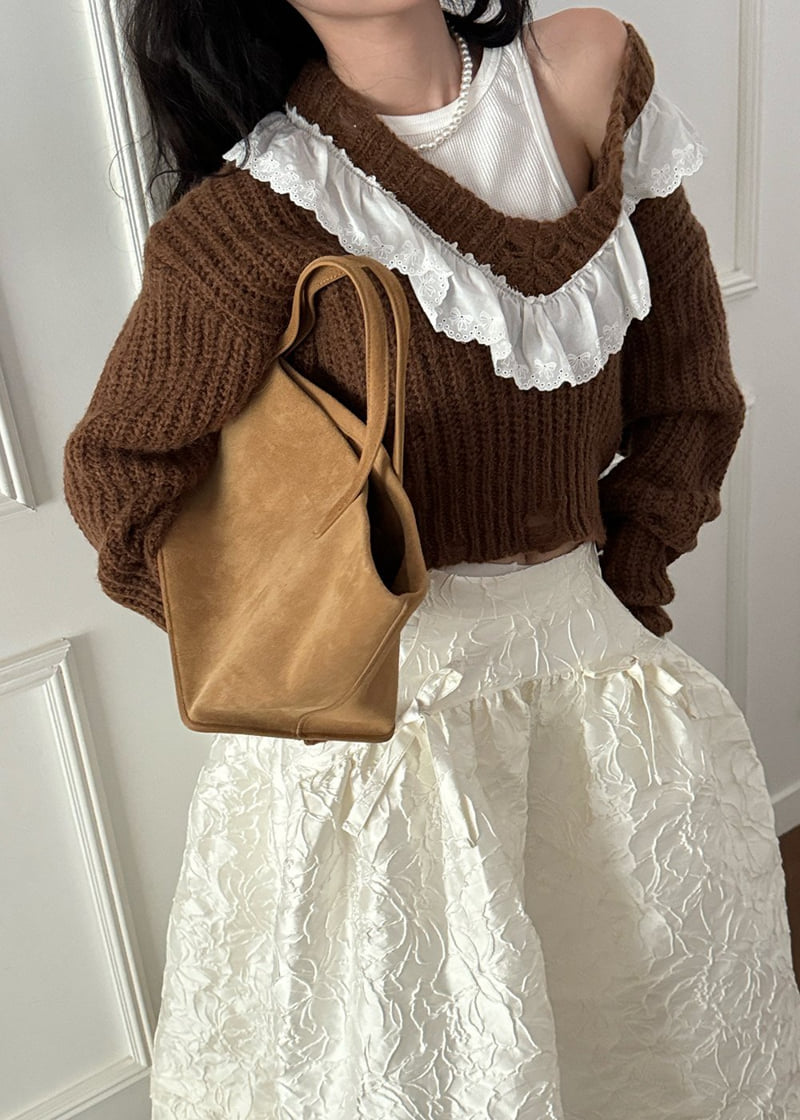 Auver_Fit - Korean Women Fashion - #romanticstyle - Alphaca Frill V Knit Sweater - 6