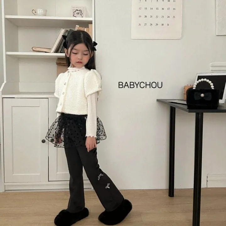 Babychou - Korean Children Fashion - #Kfashion4kids - Mink Ribbon Bootcut Pants - 11