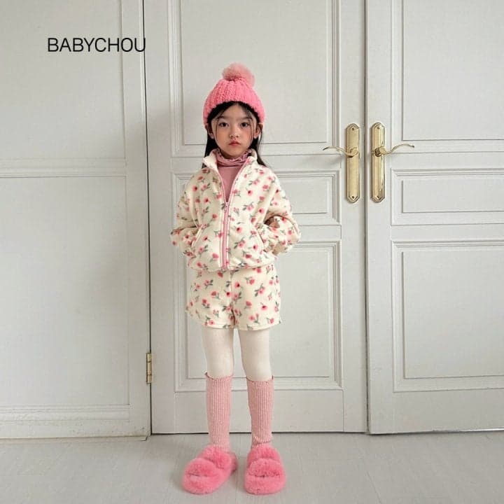 Babychou - Korean Children Fashion - #Kfashion4kids - Flower Fleece Short Pants - 8