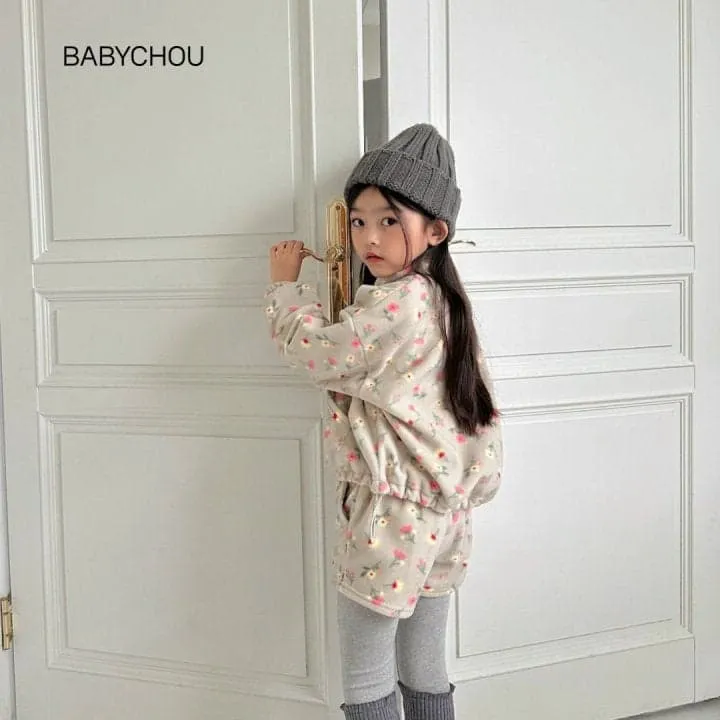 Babychou - Korean Children Fashion - #childofig - Flower Fleece Zip-up - 10