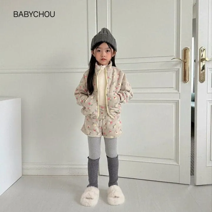 Babychou - Korean Children Fashion - #childofig - Flower Fleece Zip-up - 9