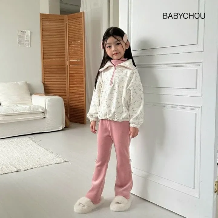 Babychou - Korean Children Fashion - #designkidswear - Mink Ribbon Bootcut Pants - 5