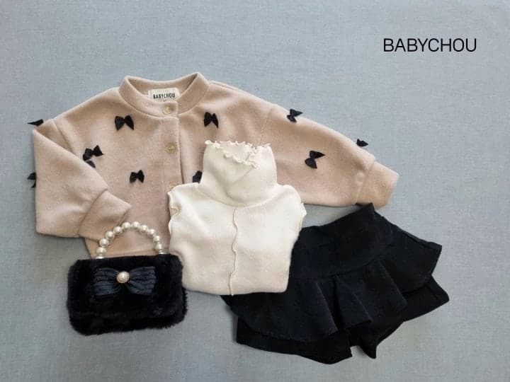 Babychou - Korean Children Fashion - #kidsshorts - Hey Ribbon Cardigan - 2