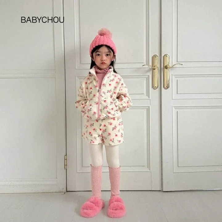 Babychou - Korean Children Fashion - #kidzfashiontrend - Flower Fleece Zip-up - 3