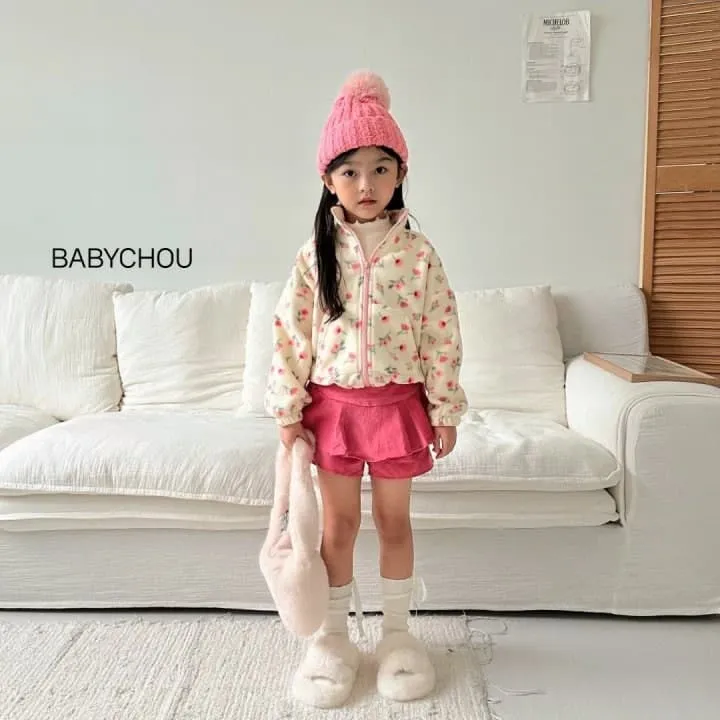 Babychou - Korean Children Fashion - #prettylittlegirls - Flower Fleece Zip-up - 8