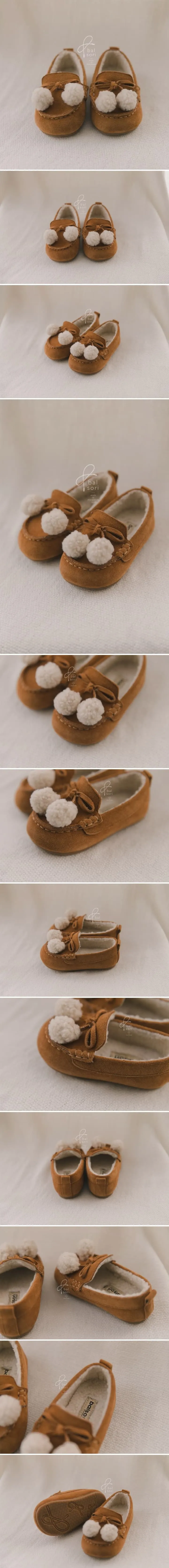 Babyzzam - Korean Baby Fashion - #onlinebabyboutique - Pompom Ribbon Loafer