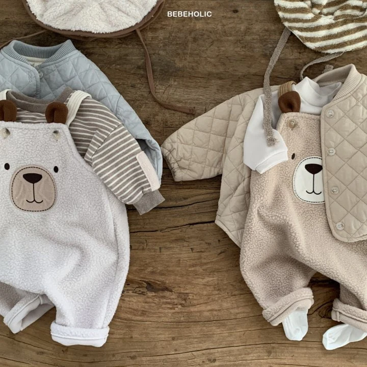 Bebe Holic - Korean Baby Fashion - #babyfever - Bear Suspender Bodysuit - 2