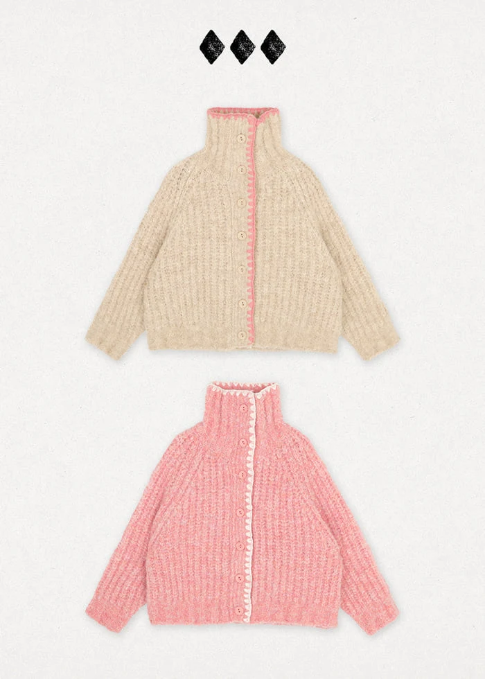 Bien A Bien - Korean Children Fashion - #fashionkids - Popper Knit Cardigan