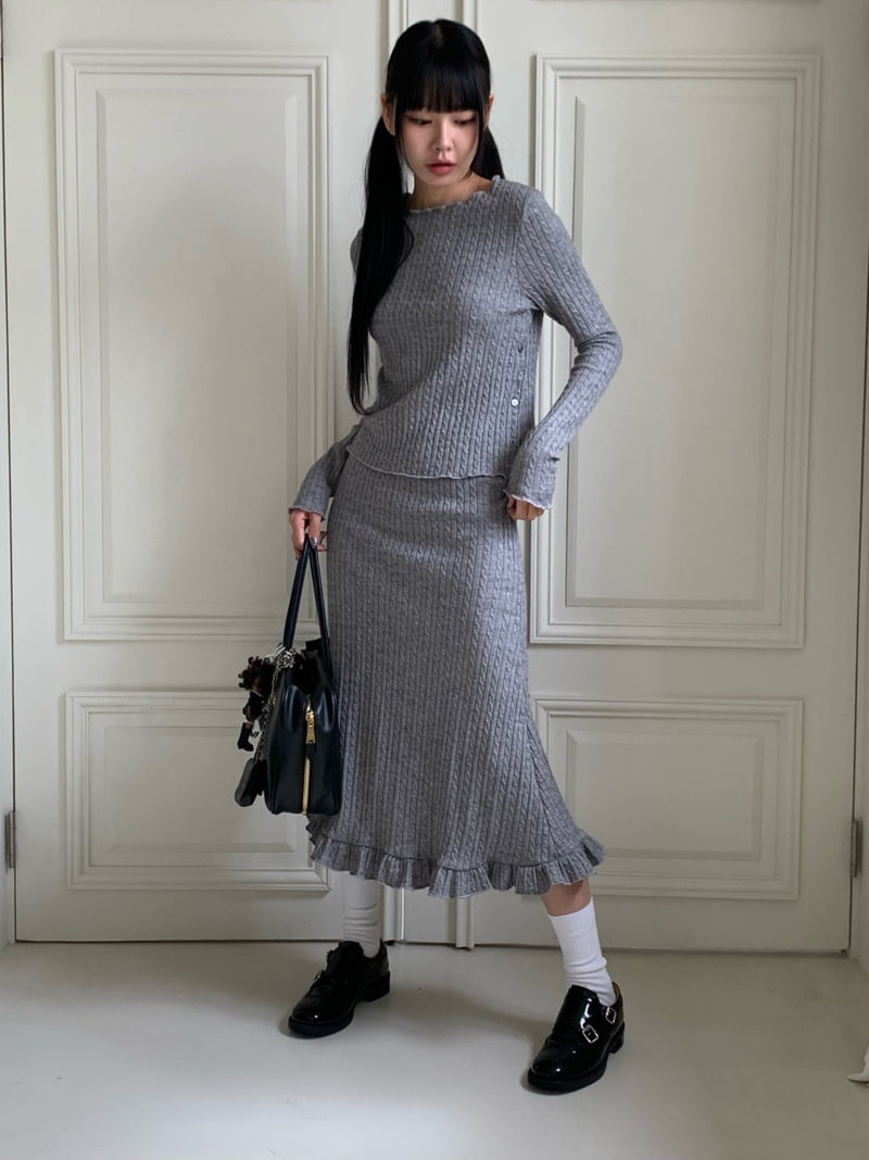 Bricklane - Korean Women Fashion - #momslook - Twist Knit Skirt - 5