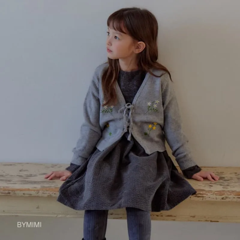 Bymimi - Korean Children Fashion - #magicofchildhood - Ash Flower Embroidery Dress - 11