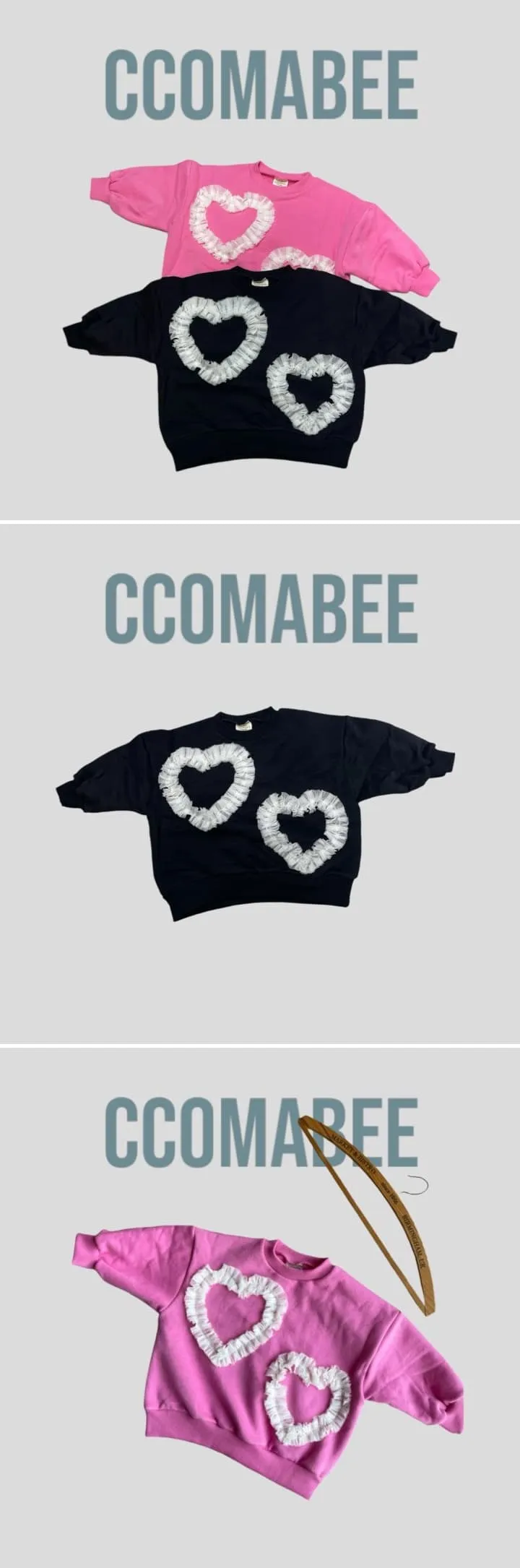 Ccomabee - Korean Children Fashion - #fashionkids - Heart Embroidery Sweatshirt