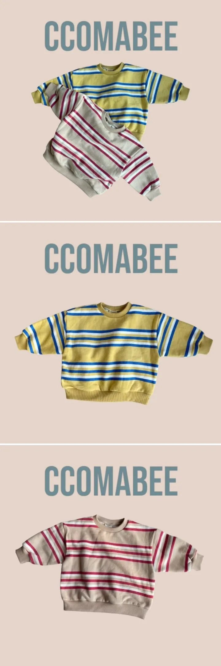 Ccomabee - Korean Children Fashion - #kidsshorts - Stripe Sweatshirt