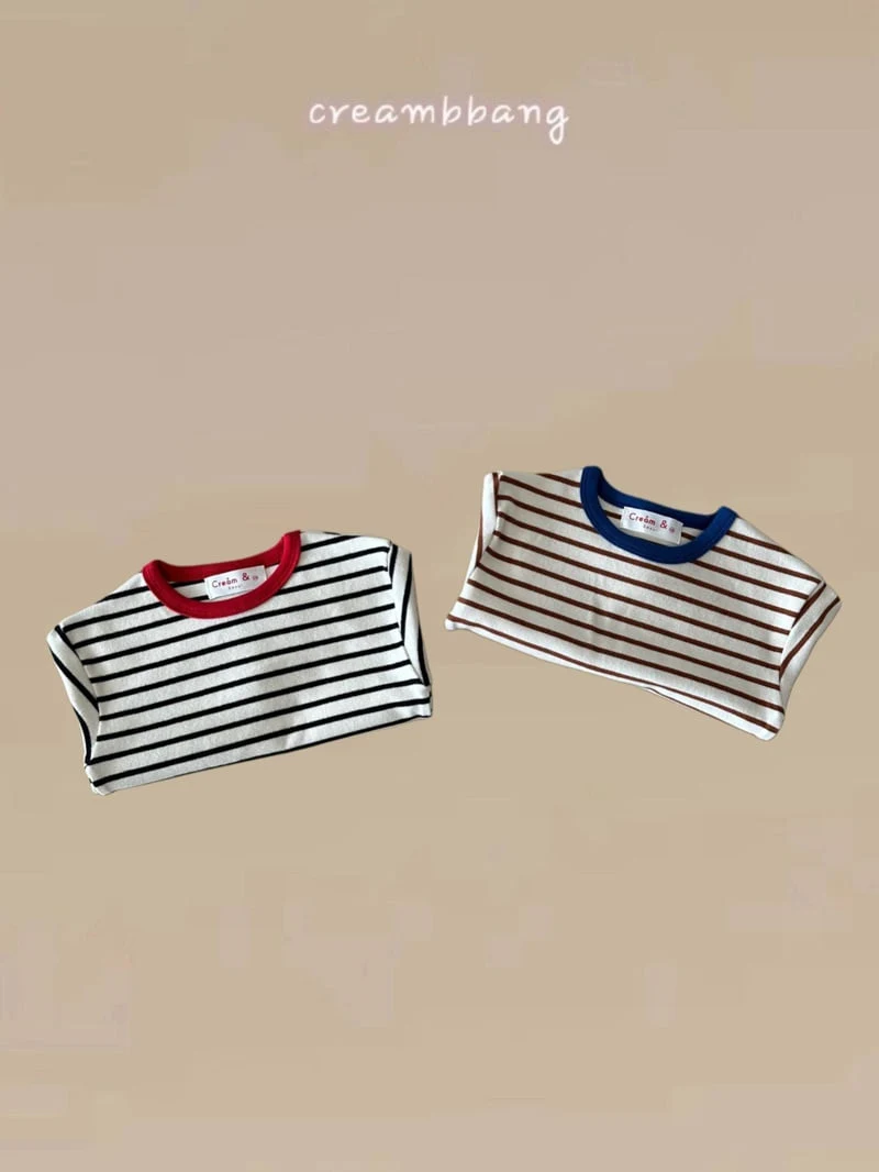 Cream Bbang - Korean Children Fashion - #childofig - Fleece Stripe Tee - 12