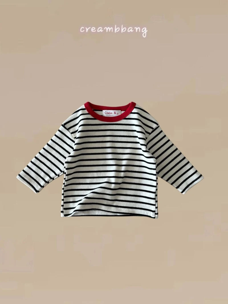 Cream Bbang - Korean Children Fashion - #kidzfashiontrend - Fleece Stripe Tee - 5