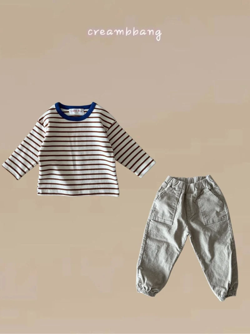 Cream Bbang - Korean Children Fashion - #littlefashionista - Fleece Stripe Tee - 7