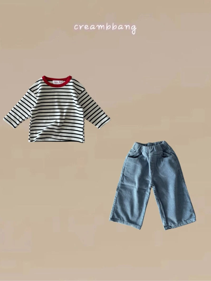 Cream Bbang - Korean Children Fashion - #magicofchildhood - Fleece Stripe Tee - 8