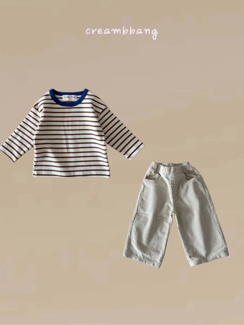 Cream Bbang - Korean Children Fashion - #prettylittlegirls - Fleece Stripe Tee - 10