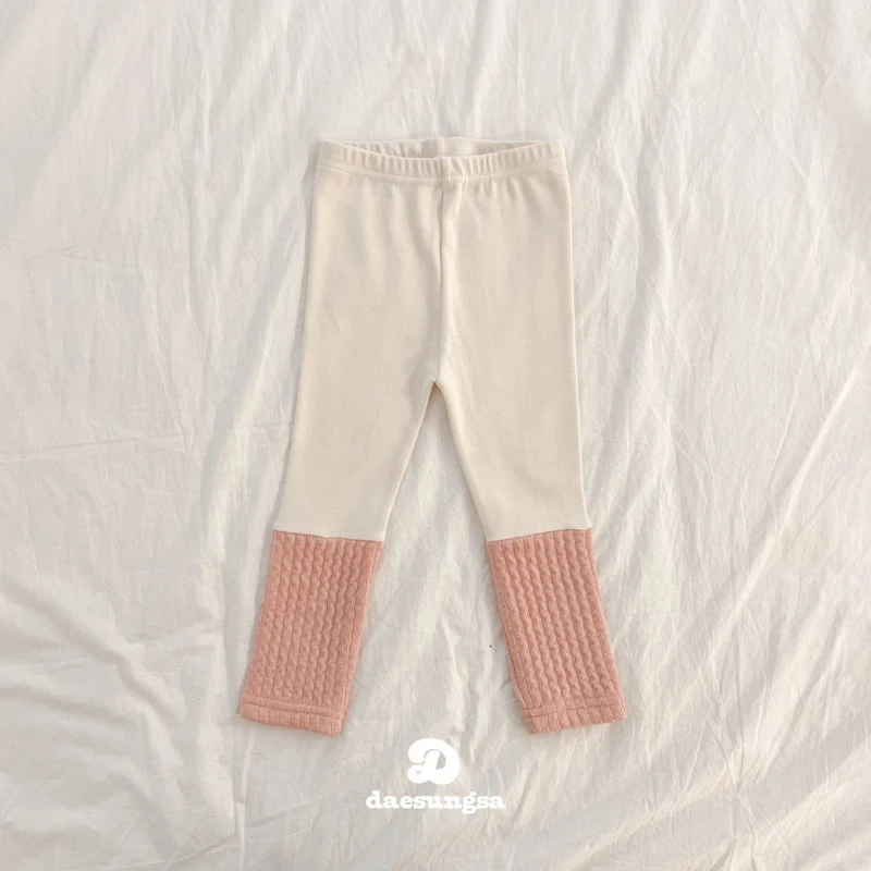 Dae Sung Sa - Korean Children Fashion - #kidzfashiontrend - Peach Twe-tone Leggings - 3