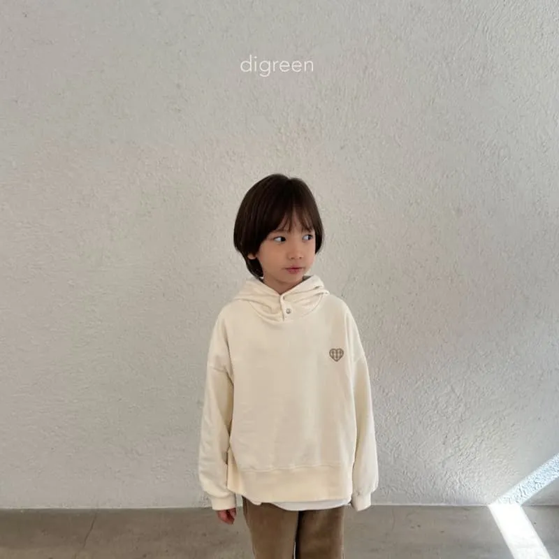 Digreen - Korean Children Fashion - #kidsstore - Check Heart Hood Top - 2