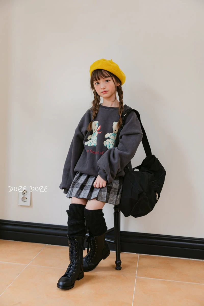 Dore Dore - Korean Children Fashion - #childofig - ibbon Bear Brushed Sweatshirt - 2