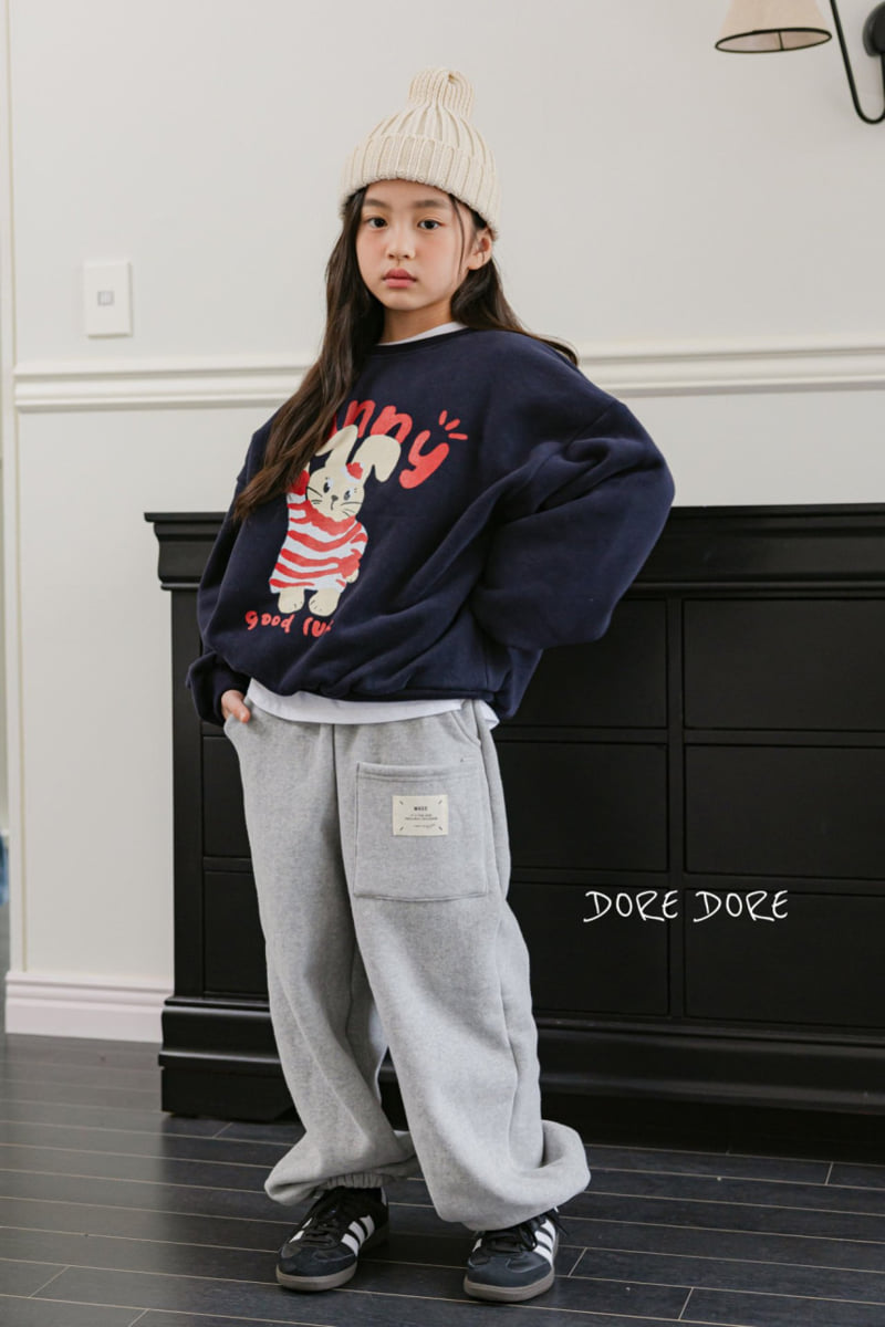 Dore Dore - Korean Children Fashion - #kidsstore - Stripe Rabbit Brushed Sweatshirt - 2