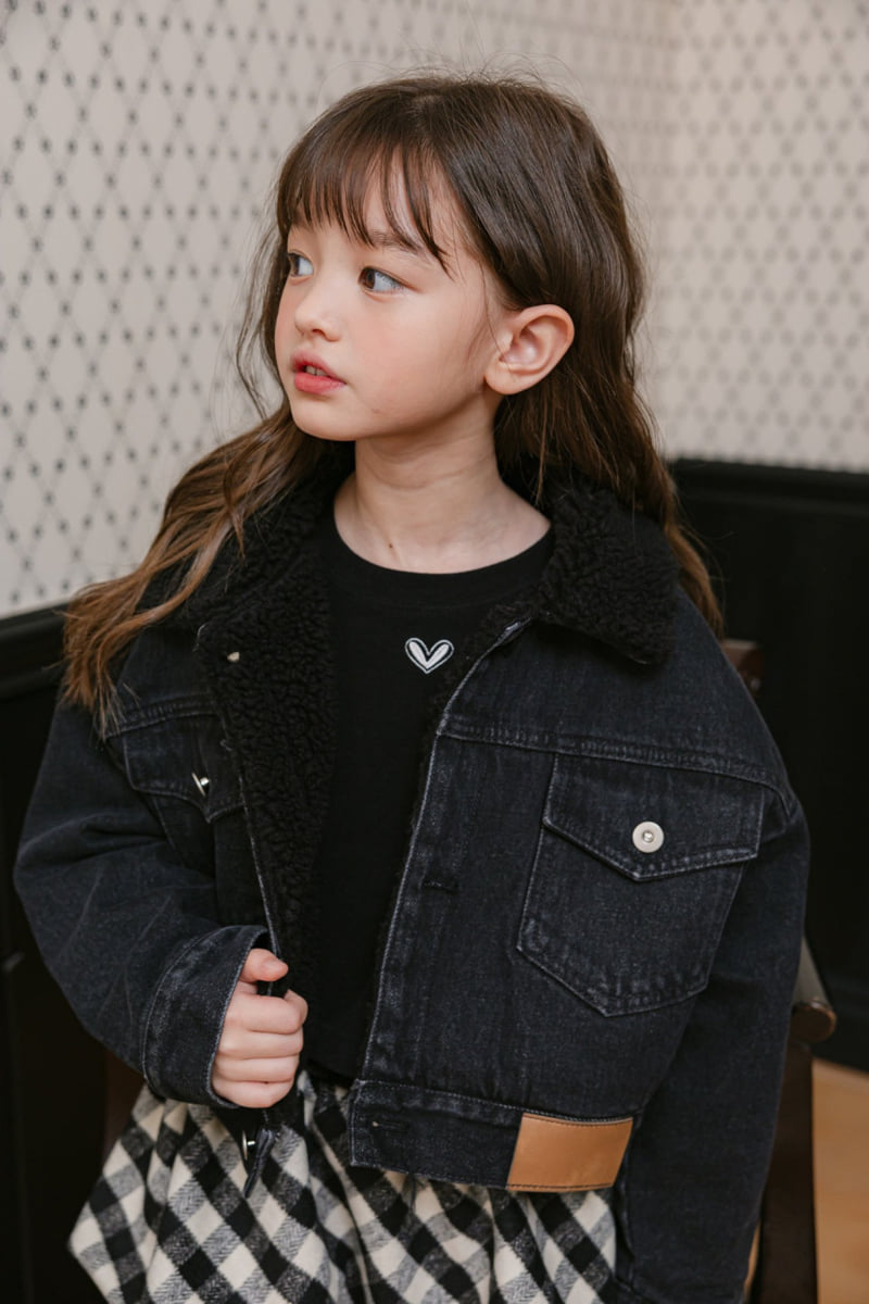 Dore Dore - Korean Children Fashion - #kidzfashiontrend - Leather Label Denim Jacket - 6