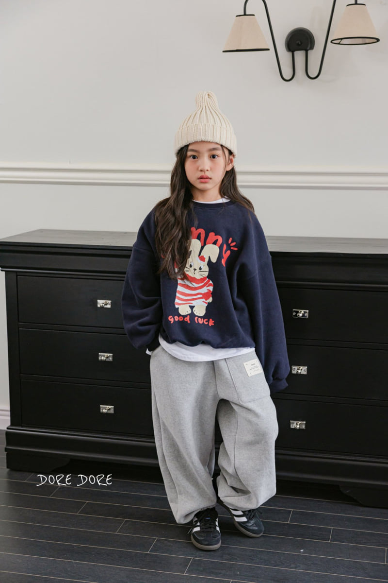 Dore Dore - Korean Children Fashion - #kidzfashiontrend - Stripe Rabbit Brushed Sweatshirt - 3